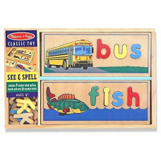 Melissa & Doug See & Spell Wooden Play Set + Free Scratch Art Mini-Pad Bundle [29407]