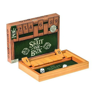 Schylling Shut The Box - Family Game Of Strategy And Chance - Includes Collectible Wooden Game Box, Felt Bottom, Rounded Dice, And Detailed Instructions - Ages 6 And Up
