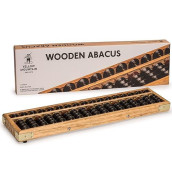 Yellow Mountain Imports Vintage Style Wooden Abacus - 13.9 Inches (35.3 Centimeters) - Professional 17 Column Soroban Calculator With Reset Button - Made