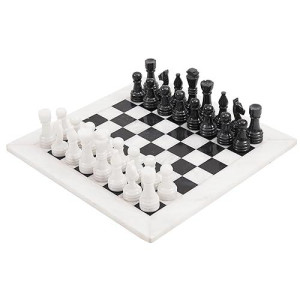 Radicaln Marble Chess Set 15 Inches White And Black Handmade Chess Board Game - Best Travel Chess Set 2 Player Games - 1 Chess Board & 32 Chess Pieces - Chess Sets For Adults
