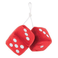 United Pacific C5038R 3" X 3" Classic Fuzzy Dice - Red