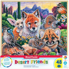 Masterpieces 48 Piece Fun Facts Jigsaw Puzzle For Kids - Desert Friends Wood Puzzle - 12"X12"