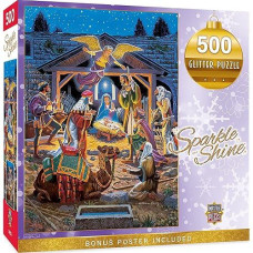 Masterpieces 500 Piece Glitter Christmas Jigsaw Puzzle - Holy Night - 15"X21"