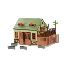 Terra By Battat - 15 Pcs Animal Hospital Pretend & Play Set - Openable Rooftop For Farm Or Safari Animal Figurines - Wooden Vet Clinic Toy For Kids And Toddler Ages 3+