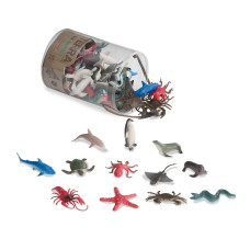 Terra by Battat - 60 Pcs Ocean Animal Figurines - Plastic Mini Sea Animal Toys - Sharks, Dolphins, Penguins, Turtles, crabs, Starfish & More for Kids and Toddlers 3 Years +