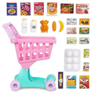 Battat- Play Circle- Shopping Cart - Toy Food - Play Kitchen For Toddlers- Pretend Play- Shopping Day Grocery Cart- 2 Years + (30 Pcs)