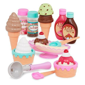 Battat- Play Circle- Toy Food - Ice Cream Set - Kitchen Accessories For Kids- Pretend Play- Sweet Treats Ice Cream Parlour- 3 Years + (21 Pcs)