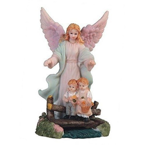 Stealstreet Ss-G-1645W Ss-G-1645, 5 Inch Pink Guardian Angel Statue Figurine Watching Over 2 Kids, 5"