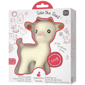 Caaocho Pure Natural Rubber Teething Baby Toy - Sola The Goat Teether For Babies, Bpa Free Baby Toy, All Natural Teething Toys For Babies 0-6, Safe And Fun Molar Teether Toy