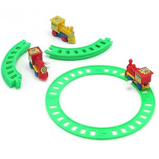 Train Set Holiday Christmas Gift Toy Classic Wind Up Train Set With Green Colored Tracks. Vintage Wind Up Train 25 Piece Vehicle Toy Play Set
