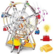 Iq Toys Ferris Wheel 3D Puzzle For Adults And Kids, Metal Ferris Wheel Toy, Stem Projects For Kids, Building Kit With Metal Beams, Screws, Lights And A Music Feature, Brain Teaser 954 Pcs