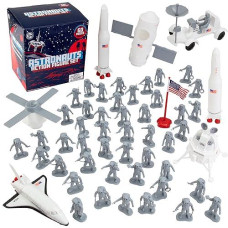 Astronaut And Space Toy Action Figure Playset- 60 Piece Set Includes Astronauts, Rockets, Spaceship Shuttle, Rovers, Satellites And More - Great For Imaginative Play, School Projects And Dioramas