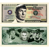 American Art Classics Spock Leonard Nimoy Star Trek Collectible Million Dollar Bill In Currency Holder.