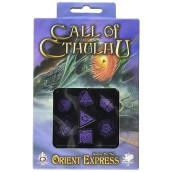 Q Workshop Call Of Cthulhu Horror On The Orient Express Rpg Ornamented Dice Set 7 Polyhedral Pieces Purple