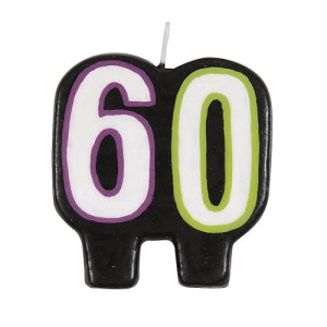 Multicolor Birthday Cheer Number 60 Candle - Eye-Catching & Unique Design (1 Count), Perfect Milestone Party Addition