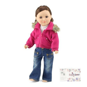 Emily Rose 18 Inch Doll Clothes | 18" Doll 3-Pc Faux Fur Collarjacket Outfit With White T-Shirt And Distressed Jeans | Compatible With 18" American Girl Dolls