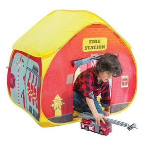 Pop It Up | Firestation Tent With Streetmap Playmat Playhouse | Fun2Give | Front & Back Doors, Spacious Interior, Pretend Play, Toddlers & Kids Ages 3+