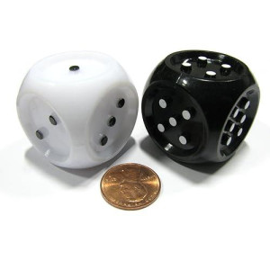 Koplow Games Set Of 2 Large 32Mm Tactile Dice For Seeing Impaired - Inverse Black And White