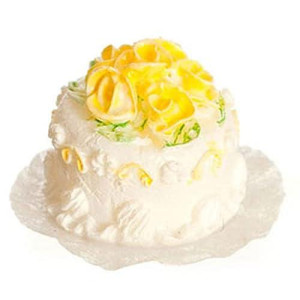 Falcon Miniatures Dollhouse Miniature White Cake With Yellow Roses 1:24 Scale