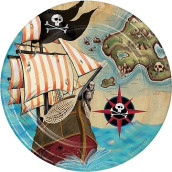 Creative Converting Pirate'S Map Sturdy Style Paper Dessert Plates (8 Count), 7"