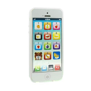 Cooplay White Smart Phone Toy Music Lullaby Yphone Song Touch Screen Usb Recharable Cell Phone Learning English Mobile For Toddler Child