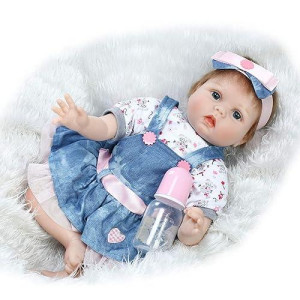 Npkdoll Reborn Baby Doll Soft Simulation Silicone Vinyl 22 Inch 55 Cm Lovely Lifelike Cute Boy Girl Toy Blue Flower Heart