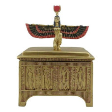 Gifts & Decor Ebros Egyptian Goddess Isis With Open Wings Golden Jewelry Box Statue Patroness Of Magic Nature Secret Trinket Box Figurine