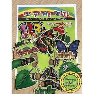 Playtime Felts Butterfly Life Cycle Felt Set 17 Precut & Ready To Play Felt Figures For Flannel Board Teaching For Toddlers, Preschoolers And Kindergarten - Adorable Felt Characters