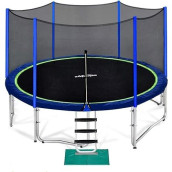 Zupapa No-Gap Design 16 15 14 12 10 8Ft Trampoline For Kids With Safety Enclosure Net Outdoor Backyards Trampolines With Non-Slip Ladder For Children Adults Family,10Ft