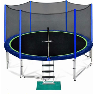 Zupapa No-Gap Design 16 15 14 12 10 8Ft Trampoline For Kids With Safety Enclosure Net Outdoor Backyards Trampolines With Non-Slip Ladder For Children Adults Family,10Ft