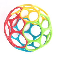 Bright Starts Oball Easy Grasp Classic Ball Bpa-Free Infant Toy In Red, Yellow, Green, Blue, Age Newborn And Up, 4 Inches