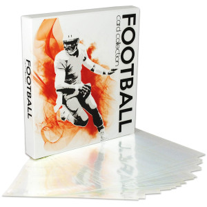 Unikeep Football Themed Trading Card Collection Binder With Trading Card Pages. (Orange Player, Poly Rings)