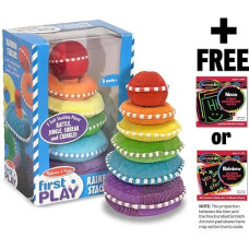 Melissa & Doug Soft Rainbow Stacker: First Play Series & 1 Scratch Art Mini-Pad Bundle (03066)