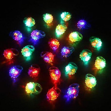 Novelty Place 24Pcs Flashing Led Bumpy Jelly Rings, Light Up Finger Rings Toy For Party Favor, Halloween, Raves, Concert Shows