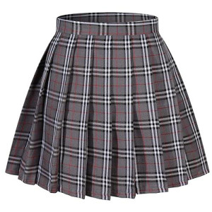 Beautifulfashionlife Women`S School Uniform High Waist Plus Size Kilt Pleated Skirts(4Xl, Grey)