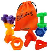 Skoolzy Plastic Nuts And Bolts 12 Piece | Kids Nuts And Bolts | Toddler Engineering Toys For 18+ Months | Screw Toys For Toddlers