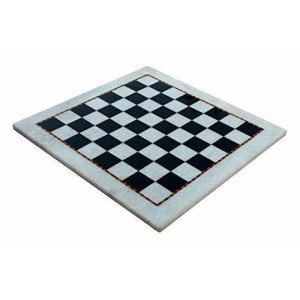 Stonkraft Collectible White Natural Stone & Black Marble Chess Board Without Pieces Pawns - Decorative Stone Chess - Home D?Cor - 15 Inches