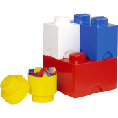 Lego Storage Brick Multi Pack (4 Piece), Bright Red/Bright Blue/Bright Yellow/White (40150601)