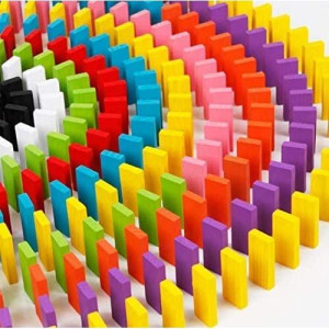 Ult-Unite 120Pcs Wooden Dominos Blocks Set, Kids Game Educational Play Toy, Domino Racing Toy Game