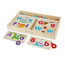 Melissa & Doug Abc Picture Boards - Educational Toy With 13 Double-Sided Wooden Boards And 52 Letters