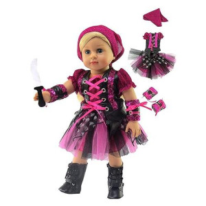 American Fashion World Punk Rock Pirate Halloween Costume For 18-Inch Dolls| Premium Quality & Trendy Design | Dolls Clothes | Outfit Fashions For Dolls For Popular Brands