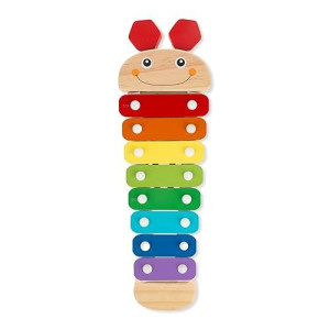 Melissa & Doug Caterpillar Xylophone Musical Toy With Wooden Mallets 15.25" X 6.5" X 1.5 - For Toddlers,Ages 3+,Blue