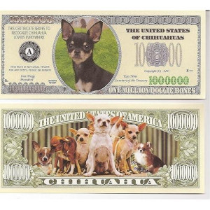 American Art Classics Chihuahua Million Dollar Novelty Bill Collectible - Collectible Novelty Million Dollar Bill In Currency Holder - Fun Gift For Chihuahua Lovers