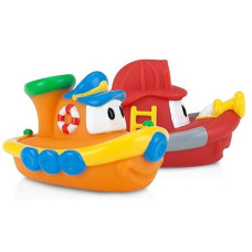 Nuby 2-Pack Tub Tugs Floating Boat Bath Toys, Colors May Vary, (Pack Of 2)
