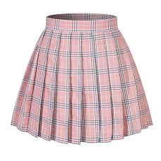 Beautifulfashionlife Women`S Japan School Plus Size Plain Pleated Summer Skirts (2Xl,Pink Mixed White)