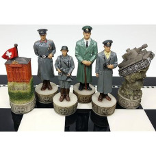 World War 2 Ww2 Set Of Chess Men Pieces Hand Painted - No Board