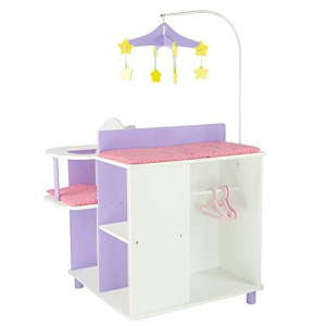 Olivia'S Little World Baby Doll Changing Station, Baby Care Activity Center, Role Play Nursery Center With Storage For Dolls High Chair, Accessories For Up To 18 Inch Dolls, Purple