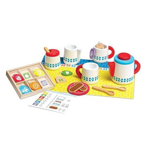 Melissa & Doug 22-Piece Steep And Serve Wooden Tea Set - Play Food And Kitchen Accessories | Play Tea Set, Pretend Play Tea Set Toy For Kids Ages 3+