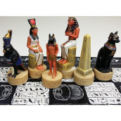 Hpl Egyptian Anubis Buff And Gold Set Of Chess Men Pieces - No Board