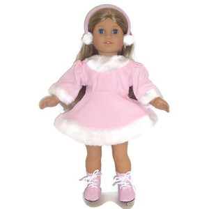 Pink Velour Skating Dress And Matching Earmuffs